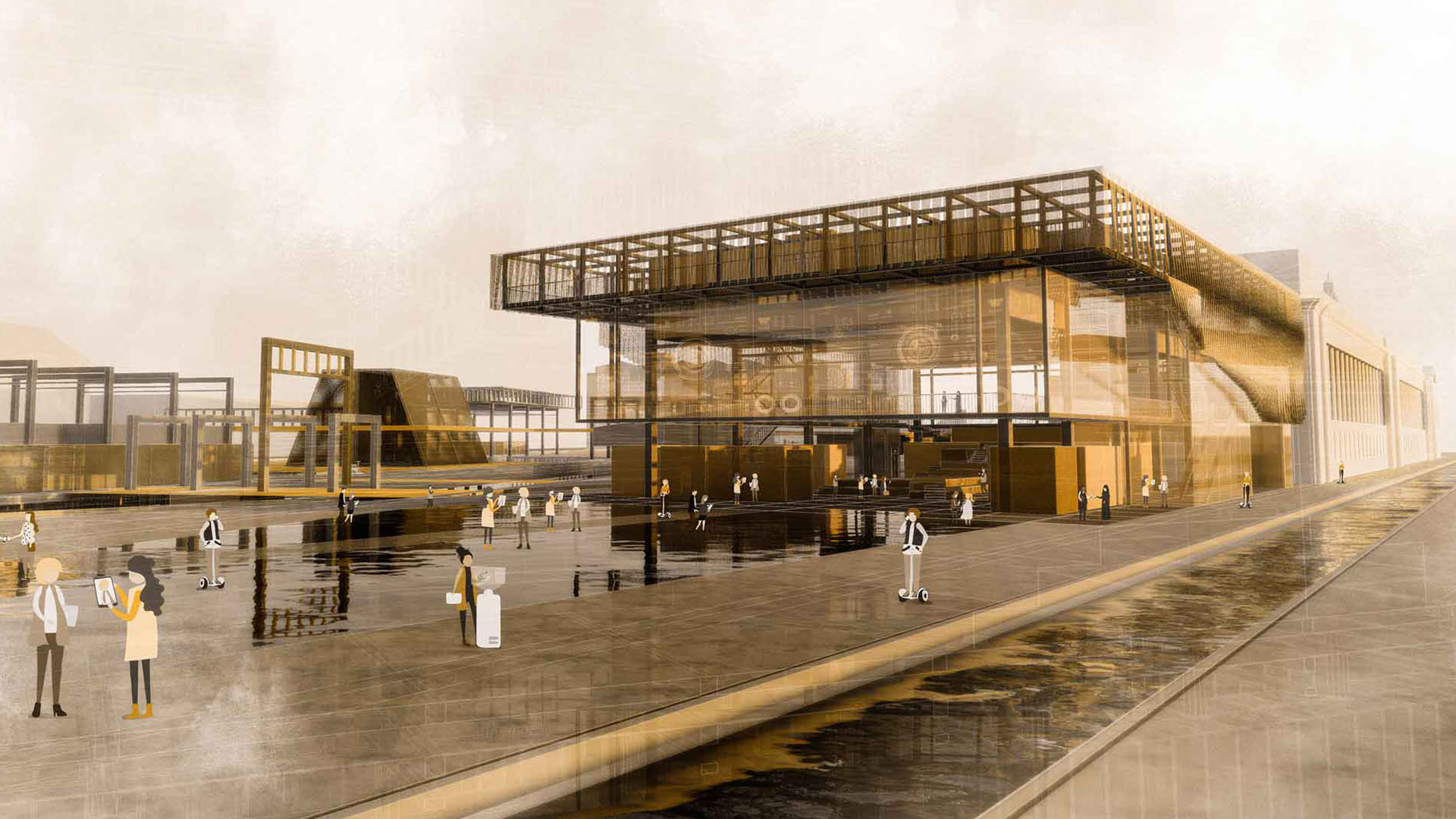 Student illustration of a trainstation